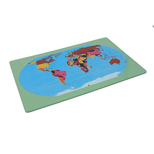 Flags of the World-Montessori Materials Geography Educational Tools Preschool Early at-Home Learning Toys | 36 flags + wooden map. Back includes country names for reference. Builds geography awareness & fine motor.