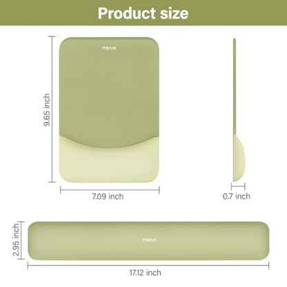 MOSISO Wrist Rest Support Mouse Pad & Keyboard Set, Olive Green | Rectangular Ergonomic Mousepad, Non-Slip Base, Home/Office Pain Relief & Easy Typing, Neoprene Cloth & Raised Silicone Lining - color: Olive Green