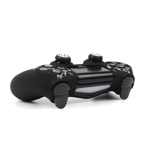 Cat Among Blossoming Branches Design Controller Skin Cover with 2 Thumb Grips Compatible with PS4/Playstation 4 Slim/Pro Controller - color: Cat Black Pink