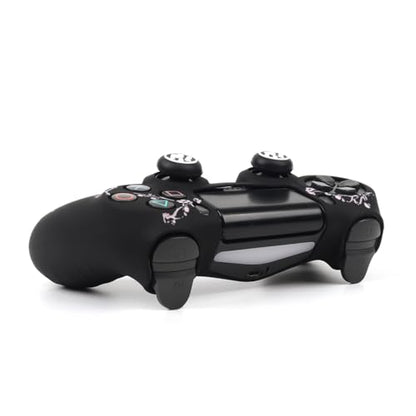 Cat Among Blossoming Branches Design Controller Skin Cover with 2 Thumb Grips Compatible with PS4/Playstation 4 Slim/Pro Controller - color: Cat Black Pink