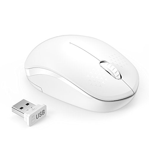 seenda Wireless Mouse for Laptop, 2.4G Noiseless Mouse with USB Receiver - Optical Tracking Portable Computer Mice for Chromebook, PC, Tablet, Windows System, 24 Months Battery Life - Pure White - color: Pure White