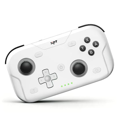 XPT Portable Mini Controller for Nintendo Switch 2/Switch 1/PC/iOS/Android/Steamdeck, Joystick Lift and Down Design,Wireless Bluetooth & Wired Gamepad with Turbo Function, 6-Axis Gyro, HD Vibration & 3D Joysticks, Home Button Wake-Up (white) - color: Whit