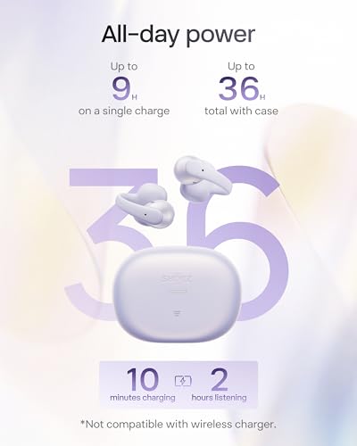 SHOKZ OpenDots Air Open-Ear Clip-On Bluetooth Earbuds, Purple,Touch Control | Deep bass, secure fit, 36h playback, Bluetooth 6.1, AI noise reduction, IP55 - color: Daybreak Purple