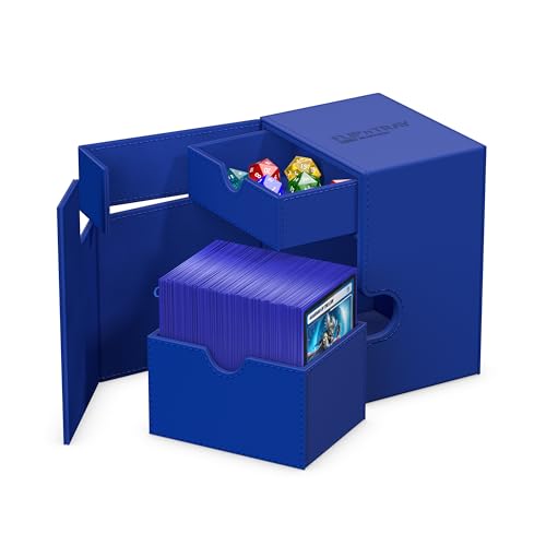 Ultimate Guard Flip'n'Tray 133+, Deck Case for 133 Double-Sleeved TCG Cards + Dice Tray, Blue, Independent Magnetic Closure & Microfiber Inner Lining - color: Blue, size: 133+