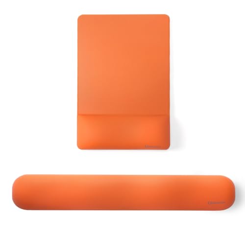 UnivoColors Design-Wave Set of Keyboad Wrist Rest & Mouce Pad,Artificial Sheepskin+Memory Foam+Ergonomic+Anti-Slip Gel, Resilience Support During Work and Gaming,Keyboard Accessory,Tangerine - color: Km_tangerine, style: Keyboard Wrist Rest & Mousepad Sui