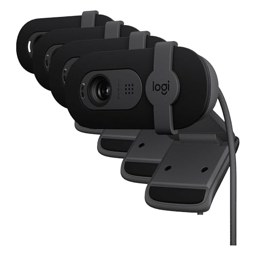 Logitech Brio 101 Full HD 1080p Webcam for Meetings,Streaming,Desktop,Laptop,PC - Built-in Mic,Shutter,Works with Zoom,Microsoft Teams,Nintendo Switch 2’s New GameChat Mode,USB-A,-Black,(Pack of 4) - color: Black, size: 4 Pack, style: 1080p