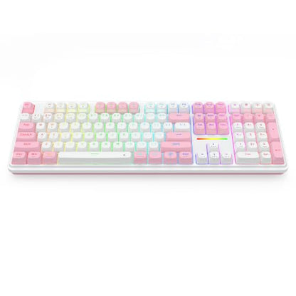Redragon K745 PRO Wireless Gasket RGB Gaming Keyboard, 108 Keys Mechanical Keyboard w/Extra 4 Hotkeys, Hot-Swap Socket, 5-Layer Noise Dampening, See-Through Round PBT Keycaps, Creamy Linear Switch - color: Pink Area, size: 108 Keys