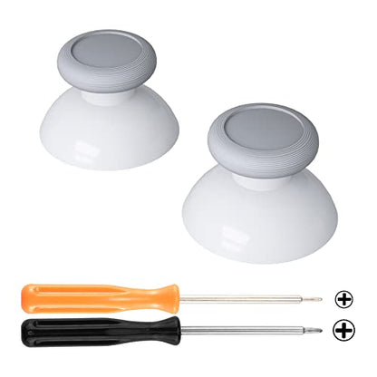 eXtremeRate Robot White & New Hope Gray Replacement 3D Joystick Thumbsticks, Analog Thumb Sticks with Cross Screwdriver for Nintendo Switch Pro Controller - color: New Hope Gray & Robot White
