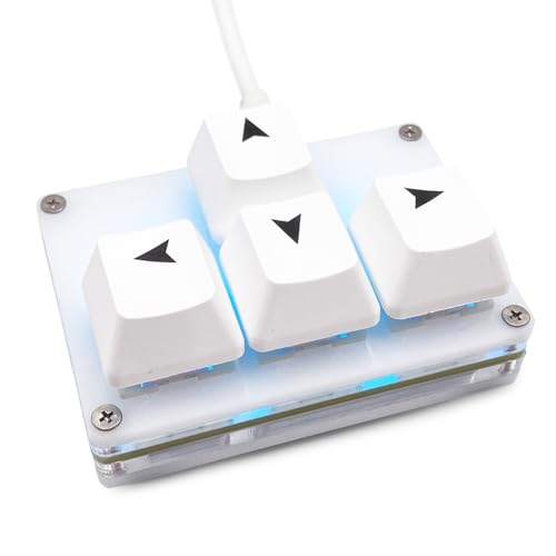BTXETUEL Mini 4-Key Keyboard WASD Arrow Key Keycaps One-Handed Mechanical Gaming Programmable USB-C Customized Keyboard for Working or Gaming (White, Arrow Keycaps 1) - color: White, size: Arrow Keycaps 1