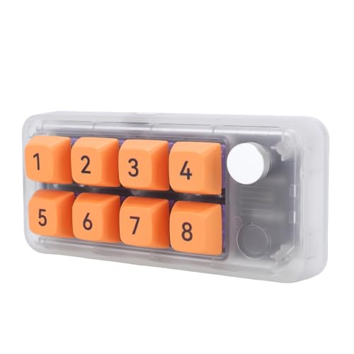 Wired USB C Numeric Keypad, 8 Keys Programmable One Handed Macro Mechanical Keyboard with Knob, for Tablet Laptop Desktop (Transparent) - color: Transparent