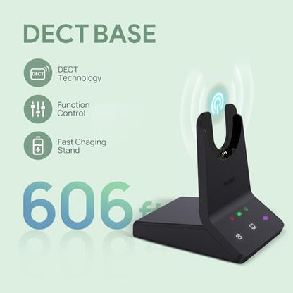 Yealink WH64 Mono DECT & Bluetooth Wireless Headset for Phone PC Mobile | Teams & Zoom Certified, 606ft Range Work Headphone, 3X Noise Canceling Mic, 26H Talk Time, Busylight for Office Call Center - style: WH64 Mono-UC