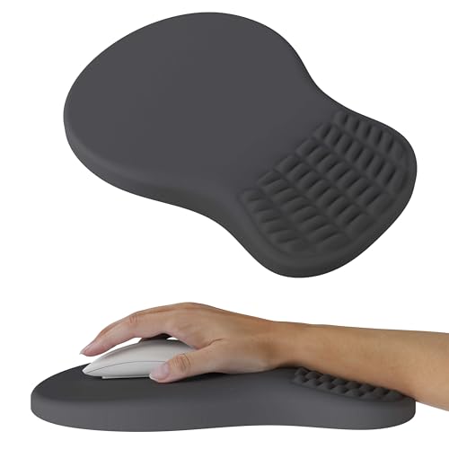 MEKASS Ergonomic Mouse Pad with Wrist Rest, Memory Foam Mousepad for Carpal Tunnel Pain Relief, Desk Computer Wrist Support Mouse Pad with Non-Slip PU Base for Office Home (Dark Gray) - color: Dark Gray