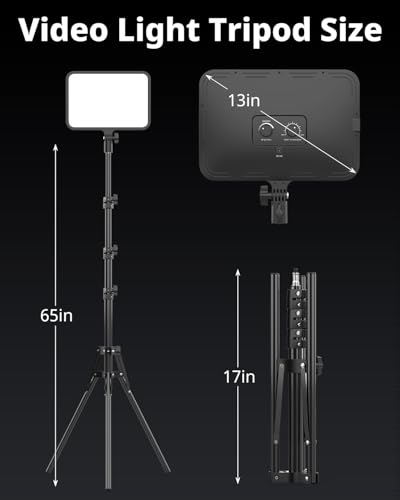 UBeesize 2 Pack LED Video Light Kit, Photography Lighting, 13" Studio Lights with 65" Tripod Stand and Phone Holders, Podcast Lighting for Video Recording,Tiktok,YouTube - size: 2-pack