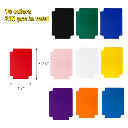 Frcctre 250 Pcs Trading Card Dividers, 2.7 x 3.75 Inch Plastic Playing Card Separators Cards Page Deck Box Dividers for Office Games Sports Cards, 10 Colors