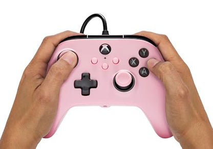 PowerA Wired Controller for Xbox Series X|S - Pink, gamepad, video game/gaming controller, works with Xbox One, Officially Licensed - style: Pink