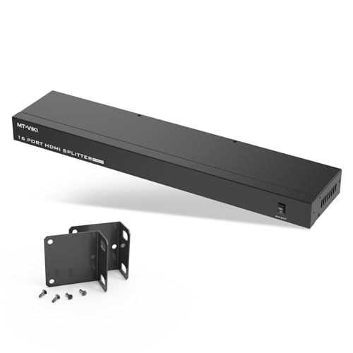 MT-VIKI 4K HDMI Splitter 1 in 16 Out, 16 Ports Powered HDMI Splitter 1x16 Support 3D 4Kx2K Full HD Installable for 1U Rack - size: 1x16 4K30