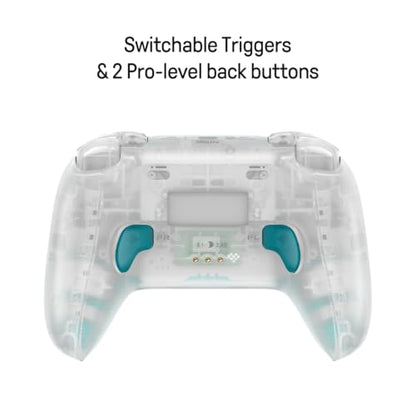 8Bitdo Ultimate 2 Wireless Gaming Controller with TMR Joysticks, Switchable Hall Effect/Tactile Triggers, 8Speed Wireless Tech, Charging Dock, RGB Fire Ring for PC & Android - Clear Blue - color: Clear Blue, size: Ultimate 2 Wireless