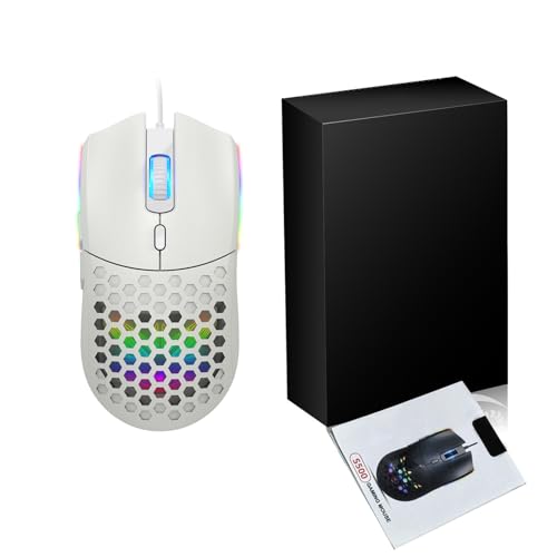 Cuifati Hollow Design RGB Backlit Wired Mouse, Ergonomic 6400DPI Optical Gaming Mouse 6 Buttons USB Plug Play, Lightweight 99g Computer for Gaming and Work, Premium ABS Durable (S500 Black) - color: S500 Black