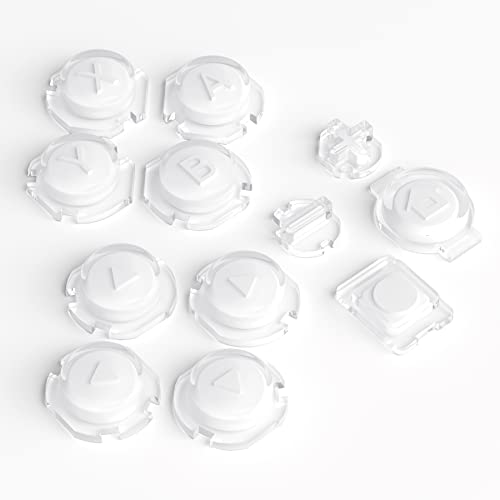 eXtremeRate Replacement Two-Tone Jelly Buttons for JoyCon, White & Clear with Symbols Custom Controller ABXY Direction Home Capture + - Keys, DIY Action Face Buttons for Nintendo Switch & Switch OLED - color: White & Clear