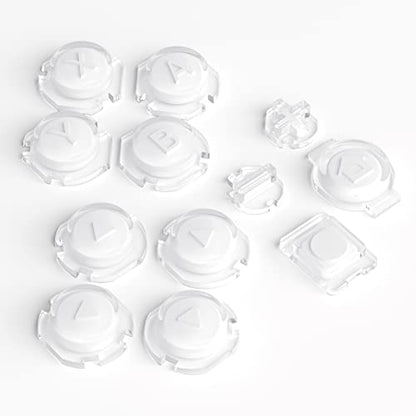 eXtremeRate Replacement Two-Tone Jelly Buttons for JoyCon, White & Clear with Symbols Custom Controller ABXY Direction Home Capture + - Keys, DIY Action Face Buttons for Nintendo Switch & Switch OLED - color: White & Clear