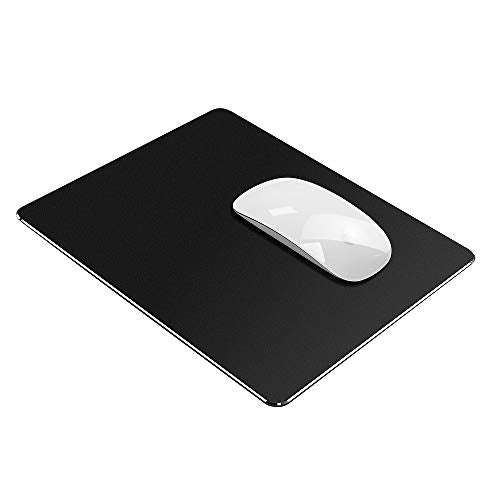 Vaydeer Hard Metal Aluminum Mouse Pad Clear Modern Smooth Magic Ultra Thin Double Side Design Mouse Mat Waterproof Fast and Accurate Control Compatible for Gaming and Office, Black, 9.45X7.87 Inch - color: Black, size: 9.5L x 7.9W inches