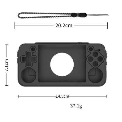 Silicone Protective Case for ANBERNIC RG35XX H Retro Handheld Gaming Console, Soft Sleeve Cover Protector Anti-Bump and Anti-Drop Full Protection, with Lanyard (Black) - color: Black