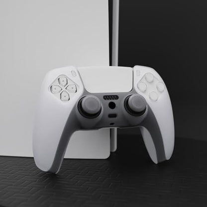 PlayVital Transparent Clear White Pure Series Anti-Slip Silicone Cover Skin for ps5 Controller, Soft Rubber Case for ps5 Wireless Controller with Clear White Thumb Grip Caps - color: Transparent Clear White