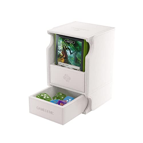 Watchtower 100+ XL Convertible Deck Box | Double-Sleeved Card Storage | Card Game Protector | Nexofyber Surface | Holds Up to 100 Cards | White Color | Made by Gamegenic (GGS20121ML) - color: White