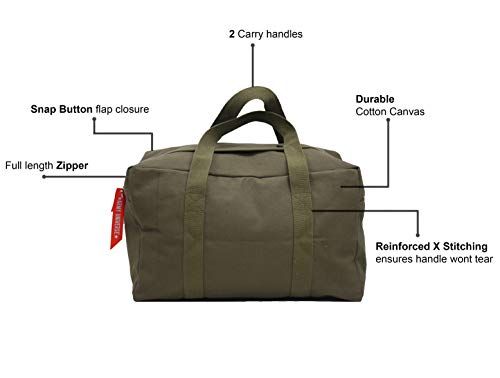 Tactical Parachute Cargo Bag SMALL Cotton Canvas Carry Bag, 19" x 12" x 11" - Olive Drab - color: Olive Drab, size: Small (19" x 12" x 11")