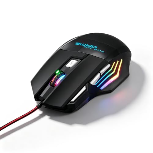 Guiheng Wired Gaming Mouse, 7-Color Optical USB Mice for Laptop/Desktop, 1200 to 3600 and RGB Light, Ergonomic with 7 Programmable Buttons for Computer Windows 7/8/10/XP Vista Linux Chromebook PC
