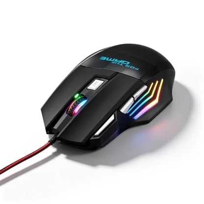 Guiheng Wired Gaming Mouse, 7-Color Optical USB Mice for Laptop/Desktop, 1200 to 3600 and RGB Light, Ergonomic with 7 Programmable Buttons for Computer Windows 7/8/10/XP Vista Linux Chromebook PC