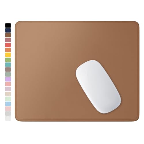 Hsurbtra Mouse Pad, Premium-Textured Square Mousepad 10.2 x 8.3 Inch, Stitched Edge Anti-Slip Waterproof Rubber Pretty Cute Computer Mat for Office Gaming Laptop Women Kids Leather Brown - color: Leather Brown, size: Square Mousepad (10.2" x 8.3")
