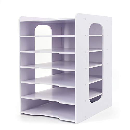 SONGWAY File Organizer for Desk - Desk Organizer for Document, Multifunctional 7 Tier Vertical File Holder, Paper Holder Organizer, Desktop File Organizer for Home Office School Decorations, White - size: 7 Tier