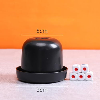 2 Set Plastic Dice Cup with Lid and Dice Professional Dice Shaker Cup for KTV Bar Clubs Game Party Favor, 2pcs Cups & 10pcs Dices (Black)