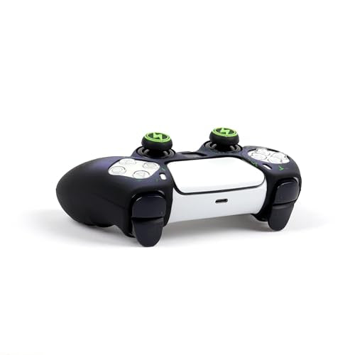 RALAN Lightning Controller Skin Silicone for PS5, Non-Slip Grip Cover Protector Compatible with PlayStation 5 Controllers with 2 Thumb Grip Caps - color: Black Green lightning