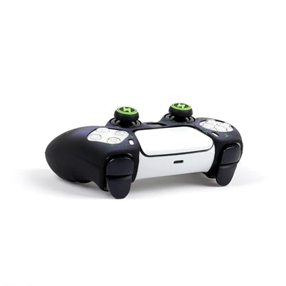 RALAN Lightning Controller Skin Silicone for PS5, Non-Slip Grip Cover Protector Compatible with PlayStation 5 Controllers with 2 Thumb Grip Caps - color: Black Green lightning