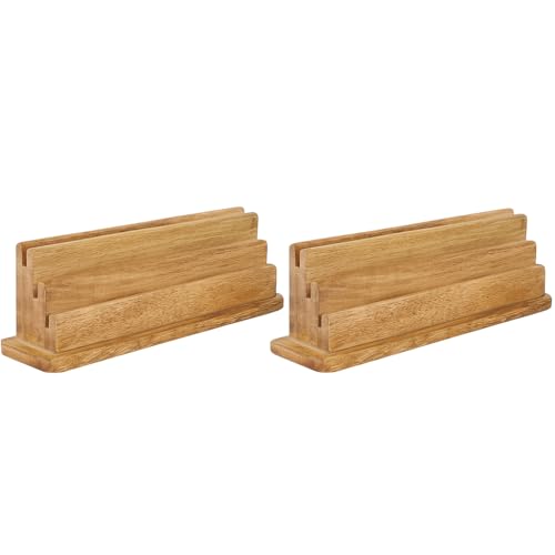 Wooden Playing Card Holder for Table Games, Card Storage and Display Card Holders for Playing Cards Stand Set of 2, for Adults Seniors Kids, 5 Slots (5 Slot Slim)