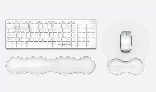 Mouse Pad with Wrist Rest, Soft Cloud Gel Keyboard Mouse Pad Set with Hand Wrist Support, Cute Non Slip Office Desk Accessories for Comfort/Pain Relief/Computer/Laptop (2Pc Clear Wave) - color: 2pc Clear Wave
