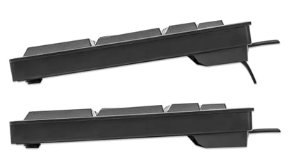 Manhattan Wired Computer Keyboard – Basic Black Keyboard - with 4.5ft USB-A Cable, 104-keys, Foldable Stands - Compatible for Windows, PC, Laptop - 3 Yr Mfg Warranty – 179324 - color: Black