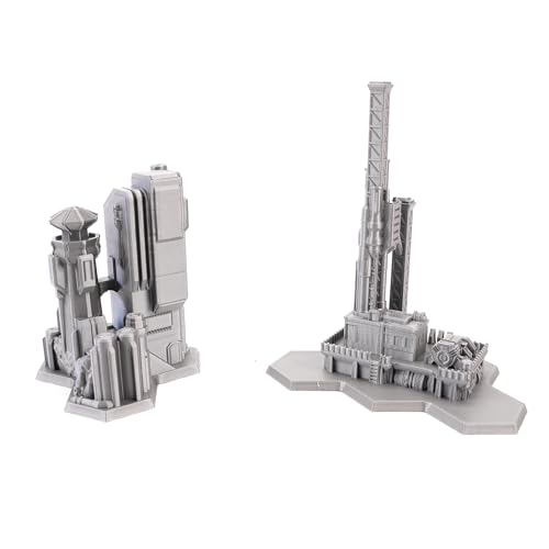 Tabletop Terrain 6mm Sci-Fi Cityscape Bundle 1 Hex for Miniatures Games Such as Epic Battletech Adeptus Titanicus (Bundle 1 with Hexes) - size: Bundle 1 with Hexes
