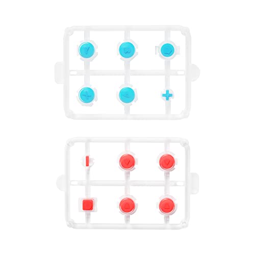 eXtremeRate Replacement Two-Tone Jelly Buttons for JoyCon, Red Blue & Clear w/Symbols Custom Controller ABXY Direction Home Capture + - Keys, DIY Action Face Buttons for Nintendo Switch & Switch OLED - color: Left Red & Right Blue & Clear