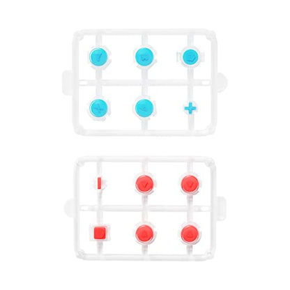 eXtremeRate Replacement Two-Tone Jelly Buttons for JoyCon, Red Blue & Clear w/Symbols Custom Controller ABXY Direction Home Capture + - Keys, DIY Action Face Buttons for Nintendo Switch & Switch OLED - color: Left Red & Right Blue & Clear