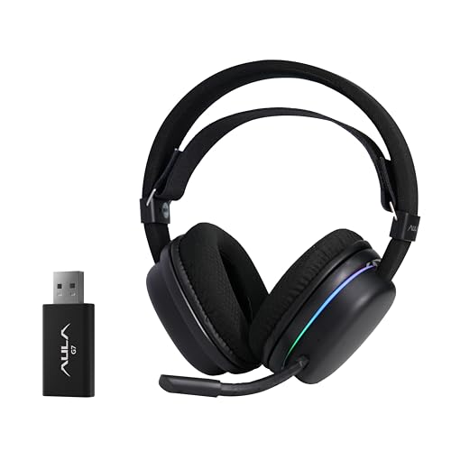 Aula G7 Wireless Gaming Headset, Surround Sound 10ms Low Latency, PC Headset with Detachable Noise Canceling Mic, 40mm Driver, Tri-Mode 2.4G/BT5.2/Wired 3.5mm, Over Ear Headphone for PS5, PS4, Switch - color: Black