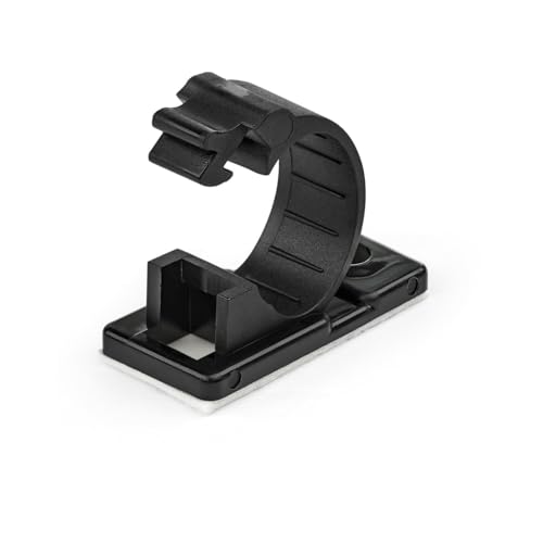 StarTech 100 Adhesive Cable Management Clips, Black, TAA, Sticky (CBMCC2) | Nylon Self Adhesive Clamp UL/94V-2 Fire Rated, Network/Ethernet/Office Desk/Computer Cord Organizer, Wire Holders - size: Medium | 0.47 in. max. diameter