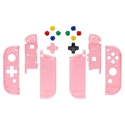 eXtremeRate Cherry Pink Joycon Handheld Controller Housing (D-Pad Version) with Colorful Buttons, DIY Replacement Shell Case for Nintendo Switch & Switch OLED Joy-Con – Console Shell NOT Included - color: Cherry Pink