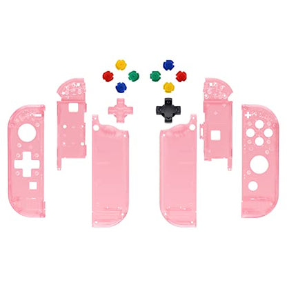 eXtremeRate Cherry Pink Joycon Handheld Controller Housing (D-Pad Version) with Colorful Buttons, DIY Replacement Shell Case for Nintendo Switch & Switch OLED Joy-Con – Console Shell NOT Included - color: Cherry Pink