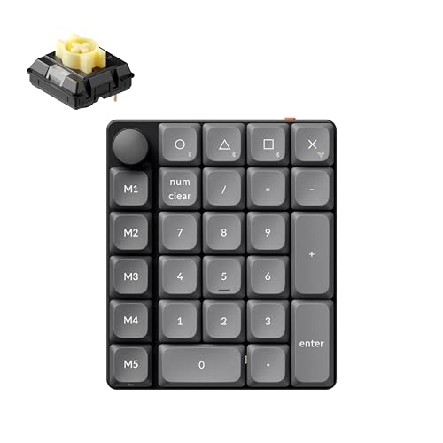 Keychron K0 Max Wireless Low-Profile Number Pad, QMK/VIA Programmable, Hot-Swappable Banana Switch, RGB Backlit, 2.4GHz & Bluetooth 5.3, 1000Hz Polling Rate, with Knob, for Windows/Mac - color: Banana Switch, size: Black