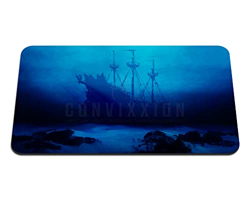 Ancient Shipwreck Ocean Neoprene Playmat Custom Made Board Game Mat for Magic TCG CCG LCG (24" x 14") - size: 24" x 14"