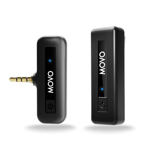Movo Wireless Mini Camera Microphone for Video Recording- 2.4Ghz Wireless Transmitter with Clip on Lavalier Microphone for DSLR, Mirrorless Camera- Compact Lapel Mic (164FT Range, 10-Hr Battery Life) - style: 1 Transmitter