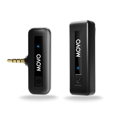 Movo Wireless Mini Camera Microphone for Video Recording- 2.4Ghz Wireless Transmitter with Clip on Lavalier Microphone for DSLR, Mirrorless Camera- Compact Lapel Mic (164FT Range, 10-Hr Battery Life) - style: 1 Transmitter